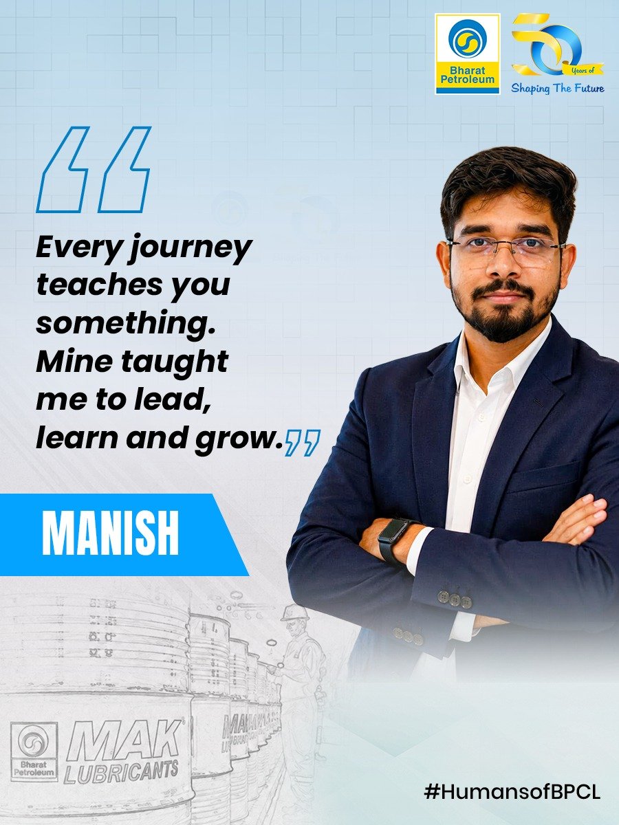 BPCLimited's tweet photo. Meet Manish Rajak, Manager (Lubes), whose decade-long journey with BPCL reflects a passion for learning, growth and excellence.

A Mechanical Engineering graduate from NIT Jamshedpur, Manish joined BPCL in 2016 and has since contributed to the Lubricants Business across Bihar and Chhattisgarh. His journey has earned him several recognitions, including All India Rank 1 in the 'Tractor Jahan MAK Wahan' initiative, Product Champion in the 4T segment, and multiple regional awards.

For Manish, BPCL has been a place to learn sales, leadership, the evolving energy sector, and the importance of a safety-first culture.

#HumansOfBPCL #TeamBPCL #EmployeeStories #PeopleOfBPCL #ShapingTheFuture

@HardeepSPuri @PetroleumMin @Secretary_MoPNG