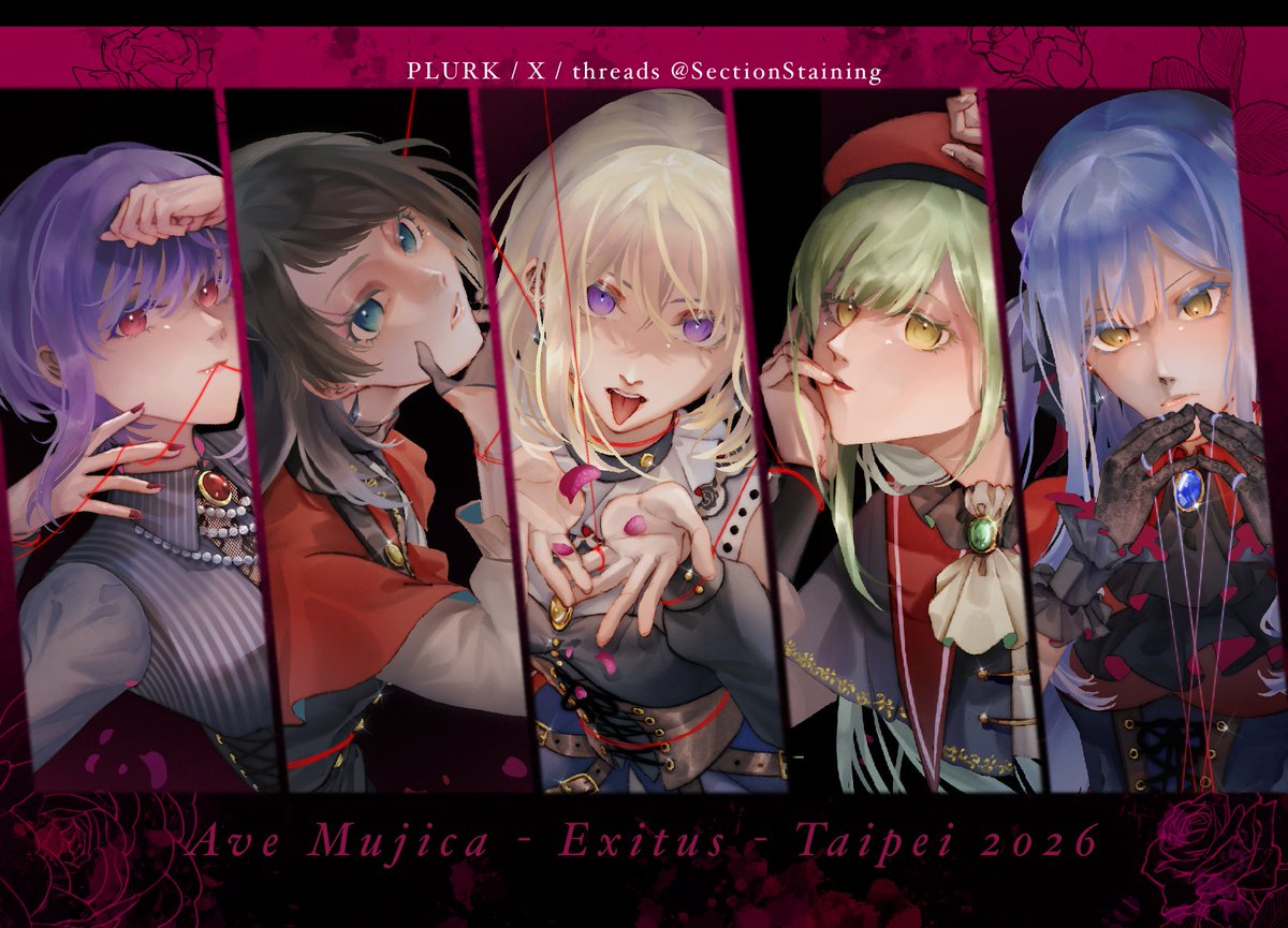 sectionstaining's tweet photo. ▶ NICE2 - 8/15 (六)｜W48
工商，幫轉感謝🥰
Ave Mujica #BangDream
應該還有新品但還沒畫完😭
圖2也是 8/9 Mujica演唱會交換卡片，歡迎來找我✌️ https://t.co/HyirE9CwS8