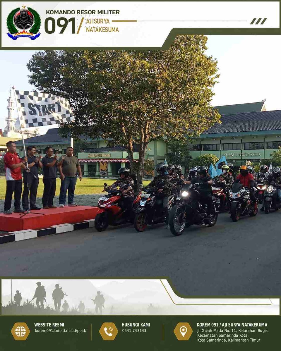 korem091asn's tweet photo. Kasrem 091/ASN melepas rombongan touring FKPPI di Samarinda. Peserta diimbau mengutamakan keselamatan berkendara dan menjaga nama baik organisasi.
#Korem091ASN #FKPPI #SafetyRiding https://t.co/DHGYpAbmOc
