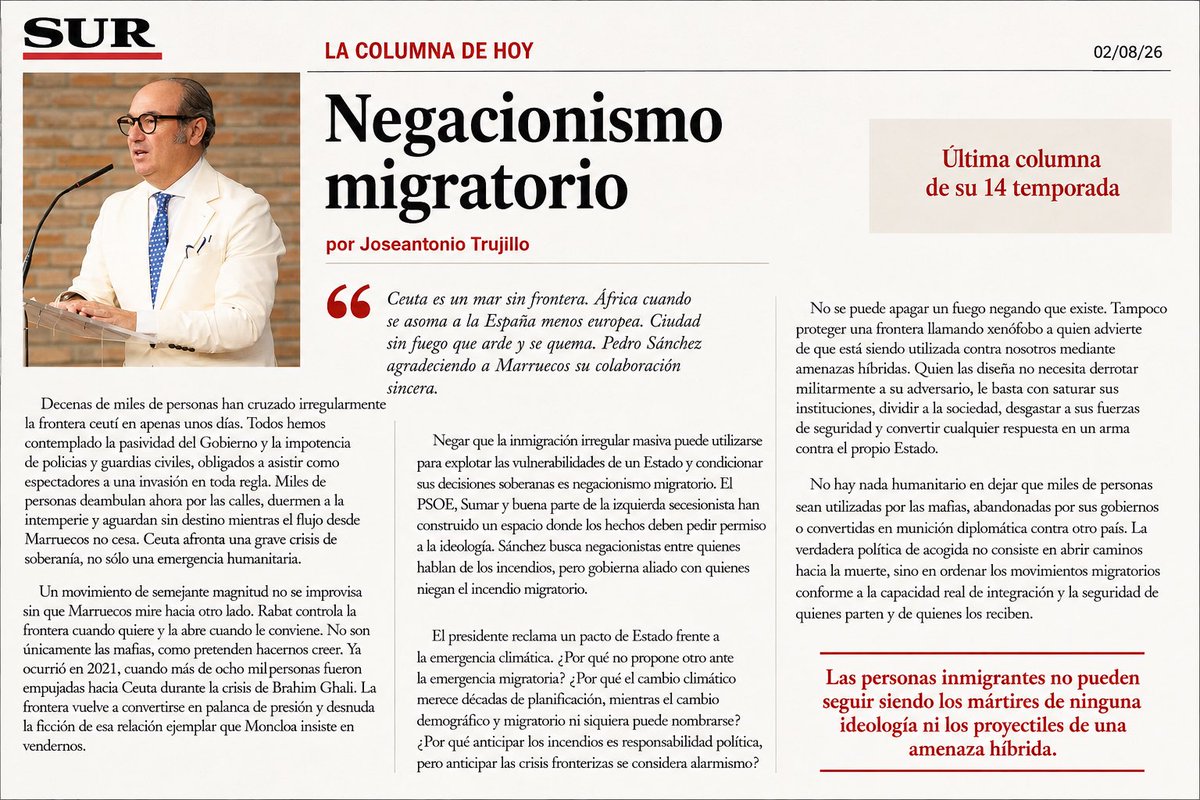 Joseatrujillo's tweet photo. Negacionismo migratorio = sanchismo. @JoaquinRamirez @lapaseata https://t.co/iW66QSdX52