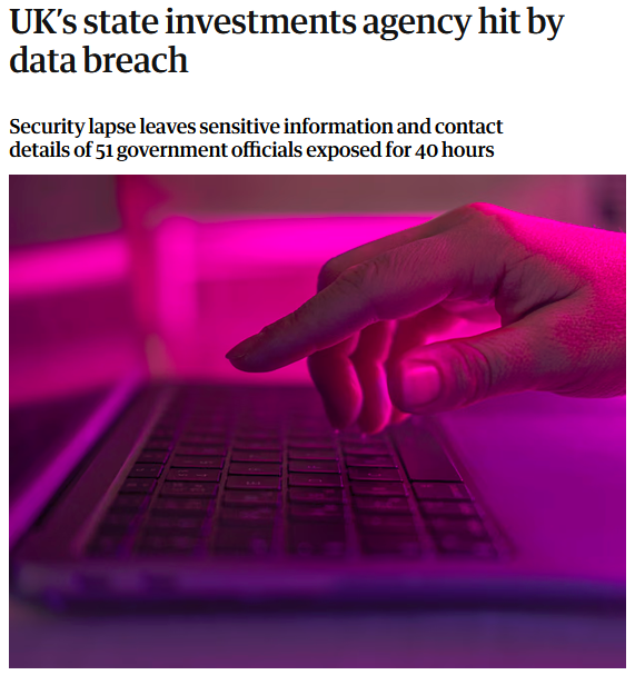Future_Not_Set's tweet photo. Not a good week for Data Breach Britain.

- Dept. for Education: 607,000 records pulled from two portals incl. details of govt officials. 

- UKGI: 51 govt officials details left exposed for 40hrs.

Cybersecurity resilience must be the #1 priority, not One Login centralisation. https://t.co/F0EG7nKIZa