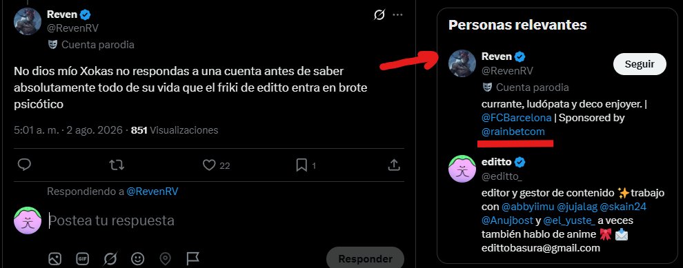 editto_'s tweet photo. @RevenRV a ver friki, que no hace falta ser detective para darse cuenta de que eres una valla publicitaria de casinos ilegales con patas, para contestarte tienes que leerlo por cojones, y si te da por entrar al perfil parece más un anuncio de una web de torrents que un perfil de twitter https://t.co/owXx6XInbi