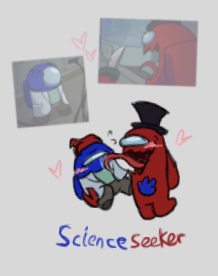 GatoTheWolf's tweet photo. spreading my #scienceseeker propaganda…,,,,,, hi guys do y like them.. 
Anyway , very rushed doodle cuz I’m preparing for vaca at the moment 
#amongus #amongustrailer #amongusroles #amongusrolestrailer https://t.co/FWpdyiuf6P