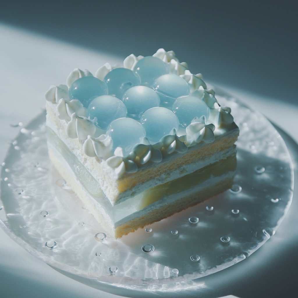 tomeinohito's tweet photo. 雨粒ケーキ☔️桃のゼリーとクリームをたっぷりはさんでいます。 https://t.co/TVOT08K1Hh
