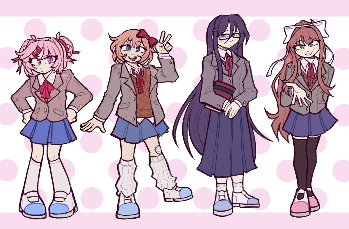 kayljoy's tweet photo. my own takes on the dokis <3

#DDLC #DokiDokiLiteratureClub https://t.co/fNj3FTRQO6