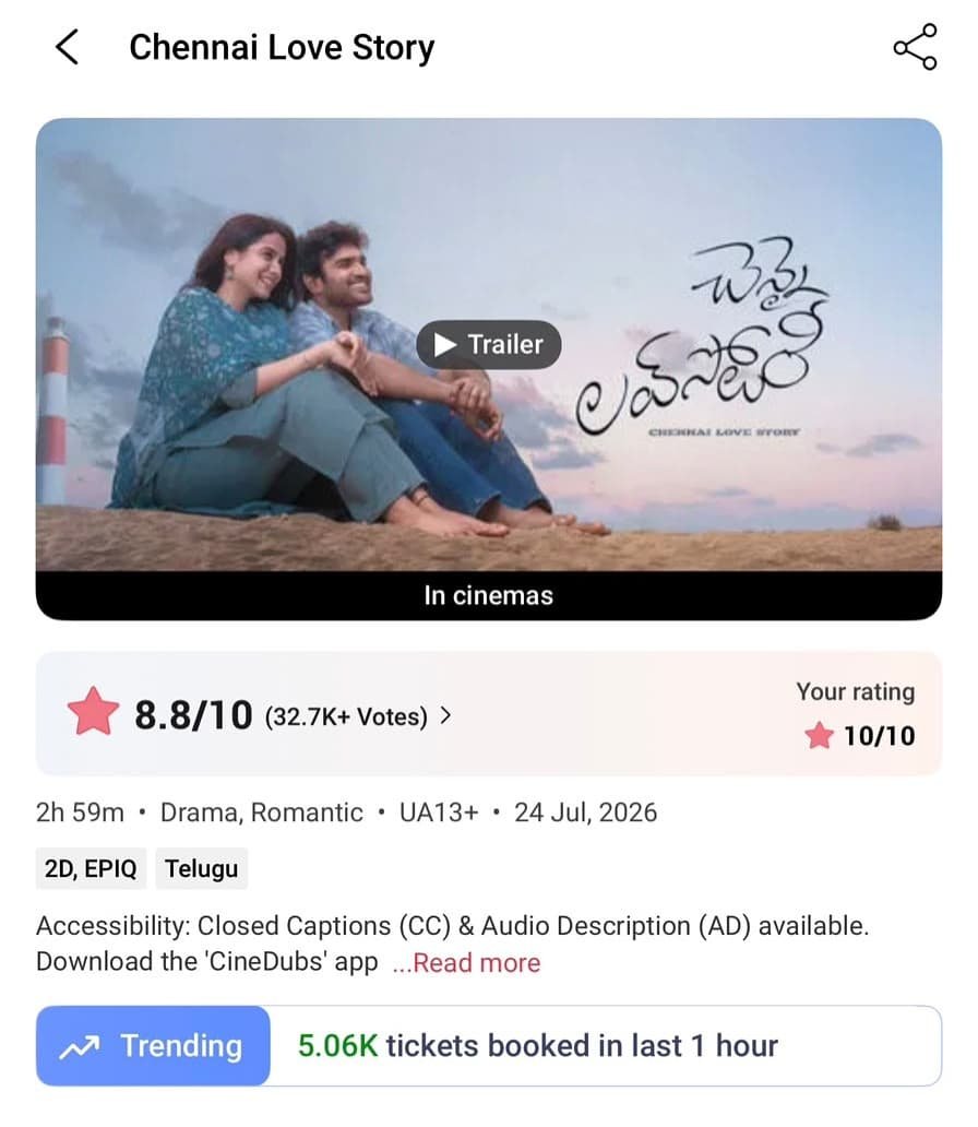 SpiderMan2k26's tweet photo. Wowwww unexpectedddd next cinema lu inka ey range untayo bookings kuda
#ChennaiLoveStory https://t.co/abAhaY4tyH