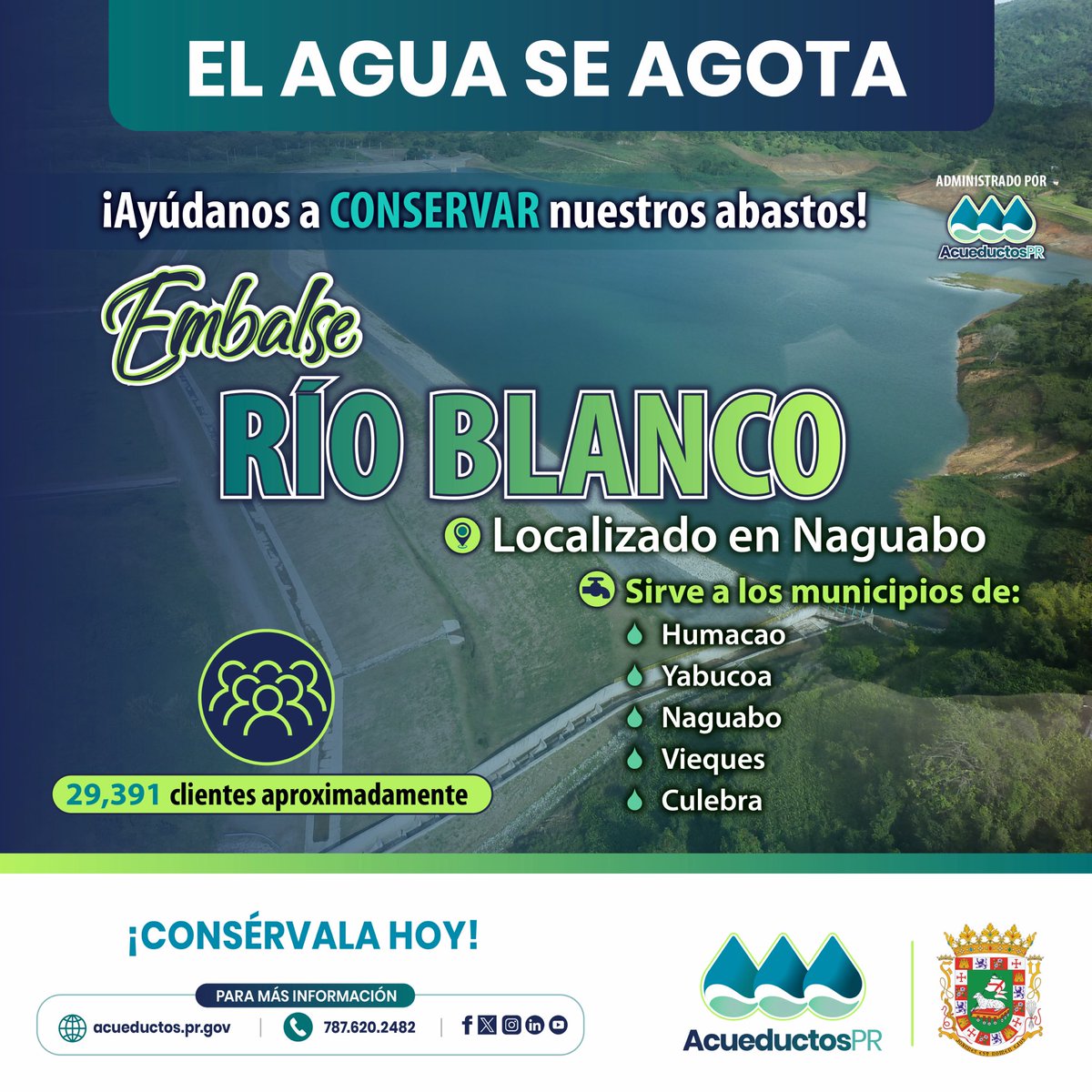 AcueductosPR's tweet photo. #ConoceTuEmbalse | Río Blanco

Humacao, Yabucoa, Naguabo, Vieques y Culebra reciben su agua del embalse Río Blanco, en Naguabo — no de Carraízo. 💧 Conocer tu fuente de abasto es el primer paso para entender por qué cada gota cuenta.

#ElAguaSeAgota #ConsérvalaHoy https://t.co/hXWsAXd9Th