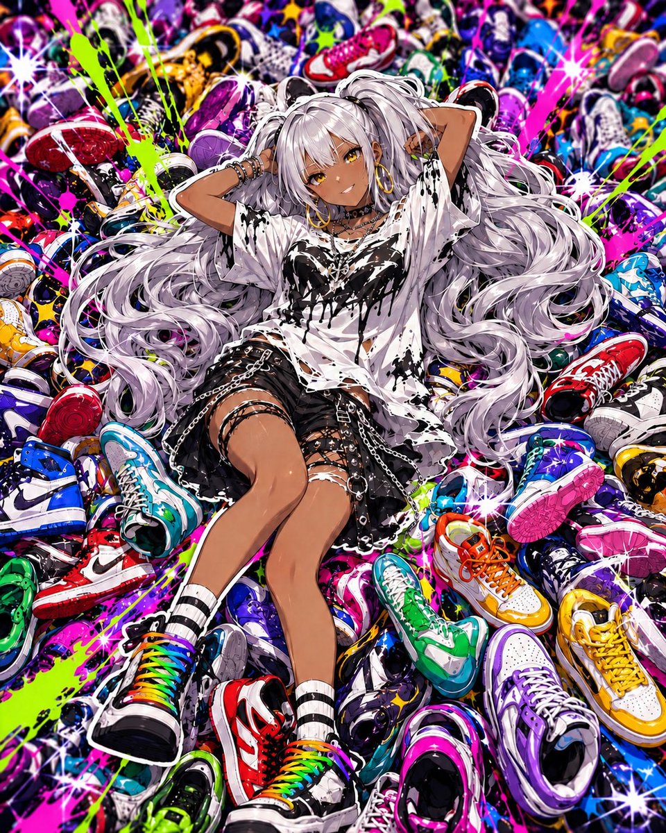 Aina_AIillust's tweet photo. 好きな一足、見つけた?👟✨
カラフルの海に沈むモノクロガール🖤🤍
#真夏のカラフルポップスプラッシュ
#スニーカー #AIイラスト https://t.co/kzqJZH2bv5