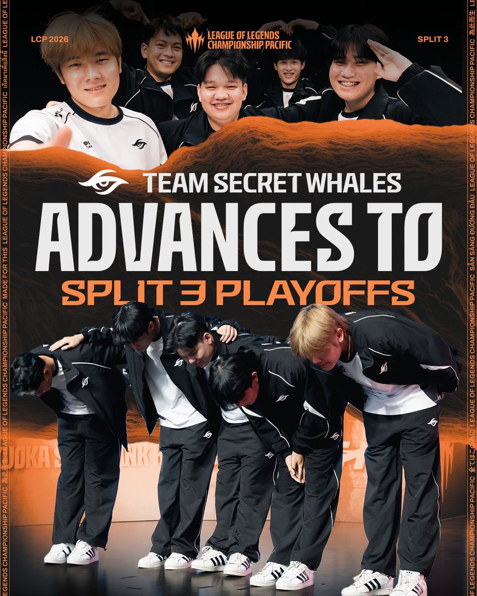 lolpacificen's tweet photo. With three match wins in our Swiss Stage, @teamsecret are our first LCP team to advance to the Playoffs! https://t.co/hQWWELW5Ks