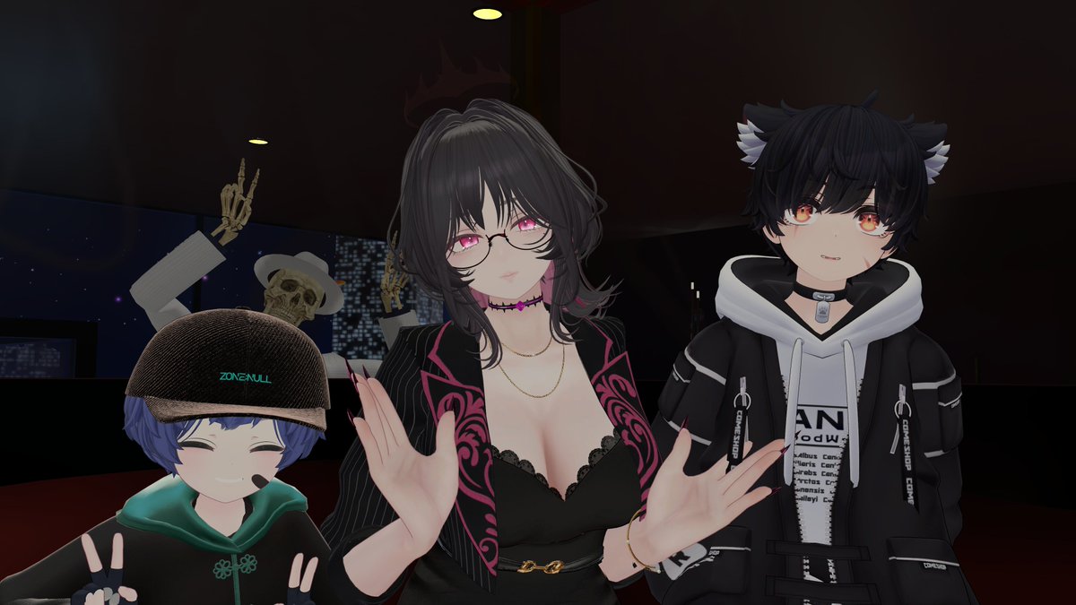 Noaru_Cat's tweet photo. ♪✧*┈ 2026.07.06 ┈*✧♪
Bar Skeletonにお越しいただきありがとうございました
この日も最後まで楽しくお話しさせてもらいました✨
オーナーとも並んでお写真を撮ったりと今までにないことをしましたね☺️
改めてありがとうございました🥀
#barskeleton_VRC https://t.co/jGmILGqQRd