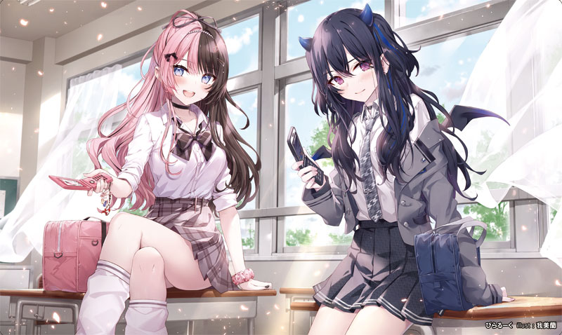 arapaima55giga's tweet photo. 『C108/夏コミ/オンライン頒布/新作第1弾』   
 「制服ひなの＆制服うるは」のスリーブとプレイマットです。     
イラストは、我美蘭様（@gabiran_）になります。 https://t.co/Zoh4dlBYVH