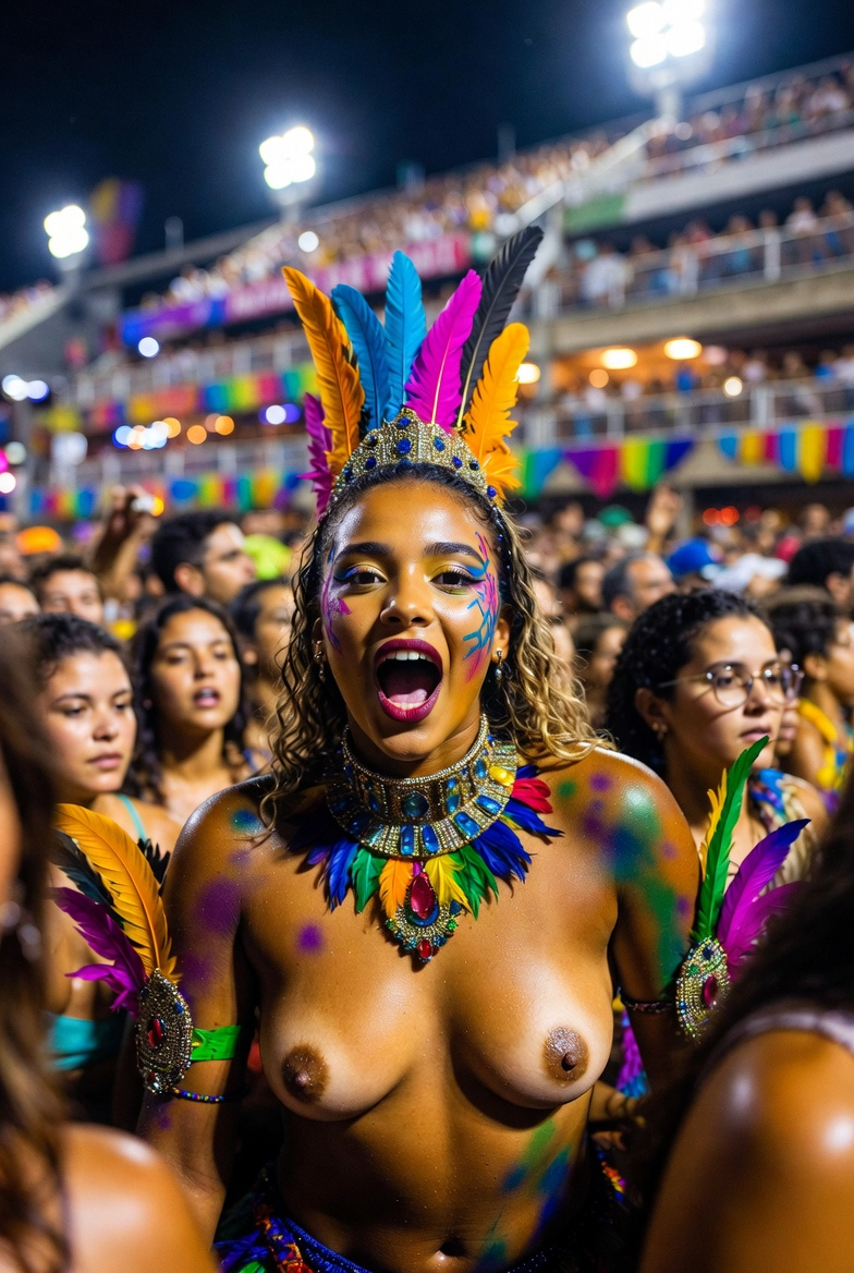 HotStuffLiker2's tweet photo. Samba de brazil 2 #grok #ai #ki #grokedit #grokprompt #publicnude #carneval https://t.co/2qaJ7UPwic