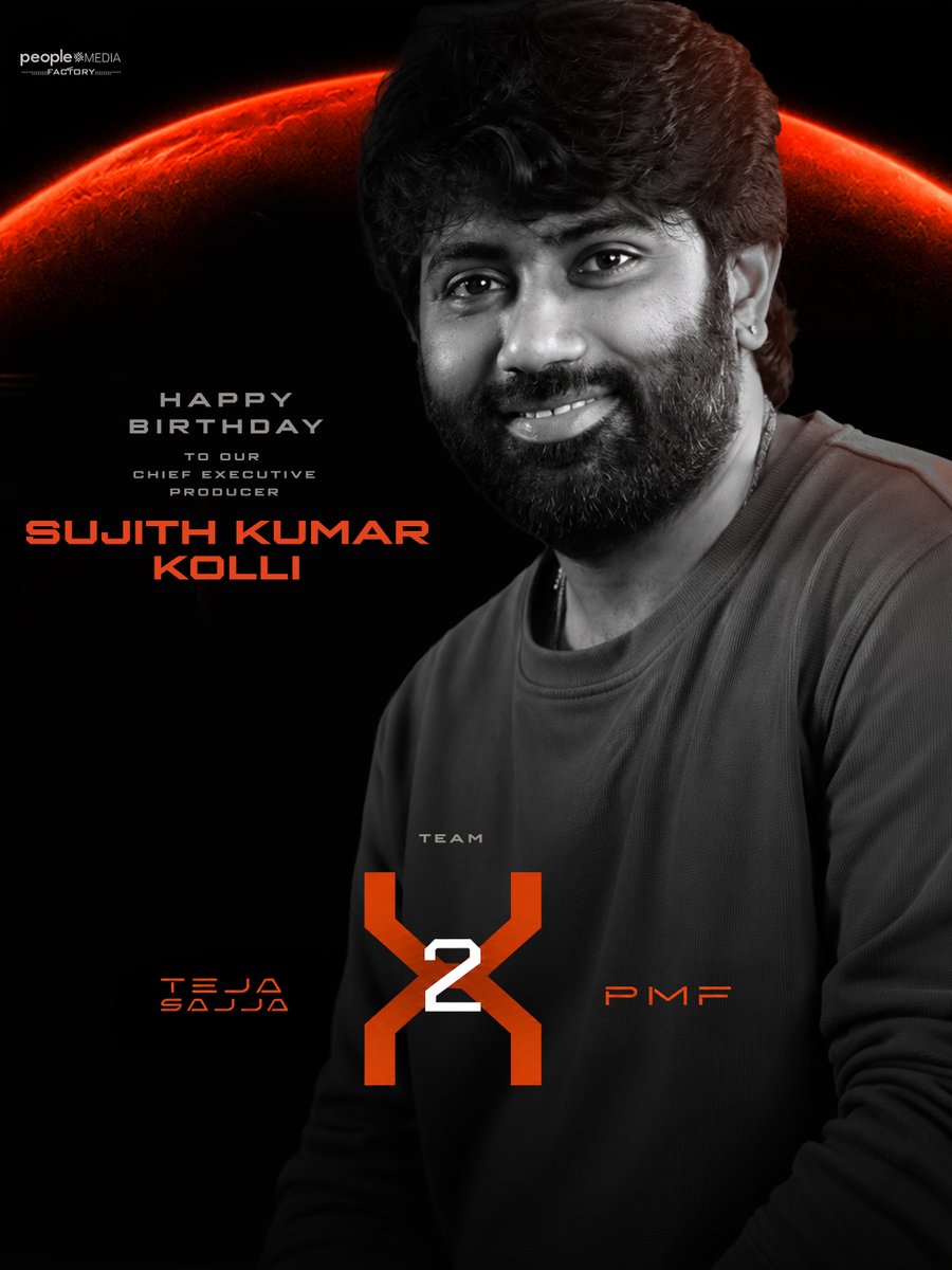 peoplemediafcy's tweet photo. Wishing our most passionate and dedicated Chief Executive Producer @sujithkolli a very Happy Birthday ❤️‍🔥

-Team #TejaSajjaPMF2 💥

Superhero @tejasajja123 @vishwaprasadtg #KrithiPrasad @peoplemediafcy https://t.co/WpWytxGu3w