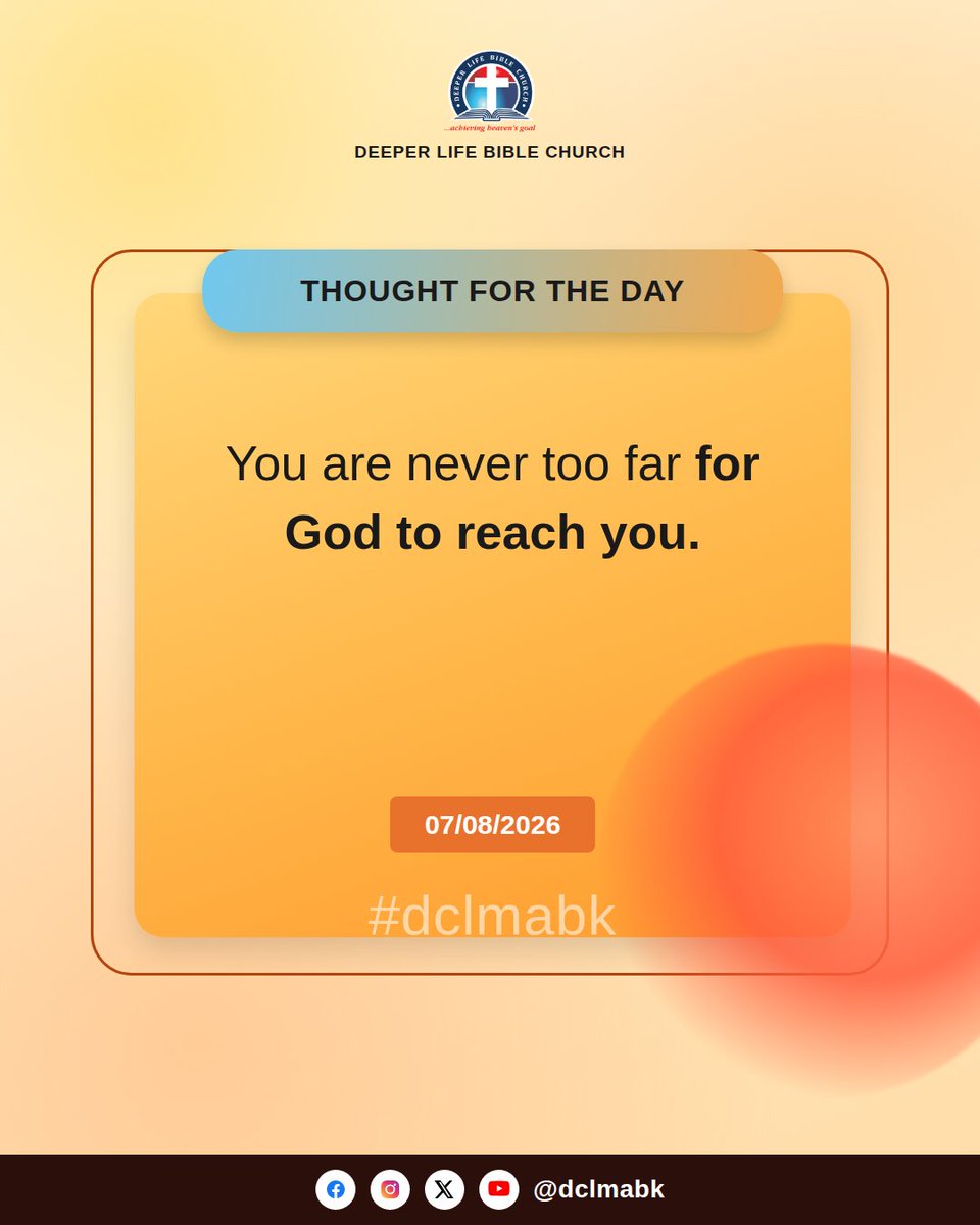 dclmabk's tweet photo. You are never too far for God to reach you.

#dclmabk https://t.co/hDqYItDhsJ