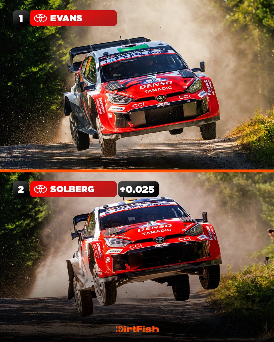 DirtFishRally's tweet photo. 0.025 SECONDS! 🤏

That's all the 30km Rally Finland powerstage was decided by - in Elfyn Evans' favor 😮‍💨 https://t.co/NFlBi9d1M0