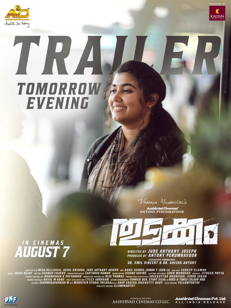 AnfieldBoy2255's tweet photo. The Official Trailer of #Thudakkam drops tomorrow evening. Stay tuned!

In theatres worldwide on August 7.

#JudeAnthanyJoseph #Mohanlal @vismayamohanlal @aashjoeantony @antonypbvr @aashirvadcine
@apifilms https://t.co/Ra7EnnwXfe