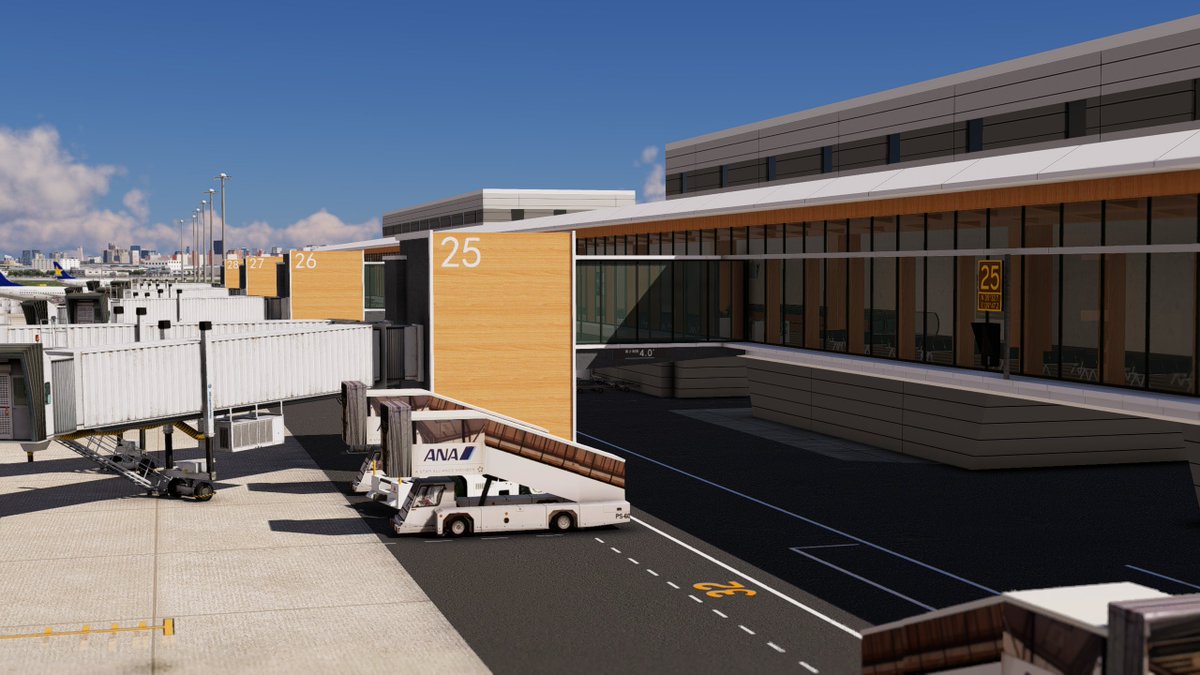 Panda136Li's tweet photo. WIP...
Satellite building are almost done, I also found me some time to made some simple models for landmark around Haneda.
It will be optional for all users in case of someone don't like it or  has better models for it.
(Ground marks havn't change yet)
#RJTT #Haneda #XPlane https://t.co/znPTv3kYh3
