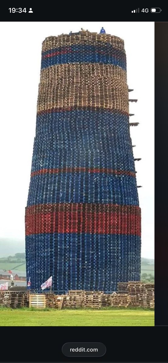 Rothervanman's tweet photo. @NotFarLeftAtAll When They’re building bonfires like this, that amount of wood would keep my little log fire going continuously for 100 years. Not to mention the toxic fumes from the paint b https://t.co/7co8QFQxQM