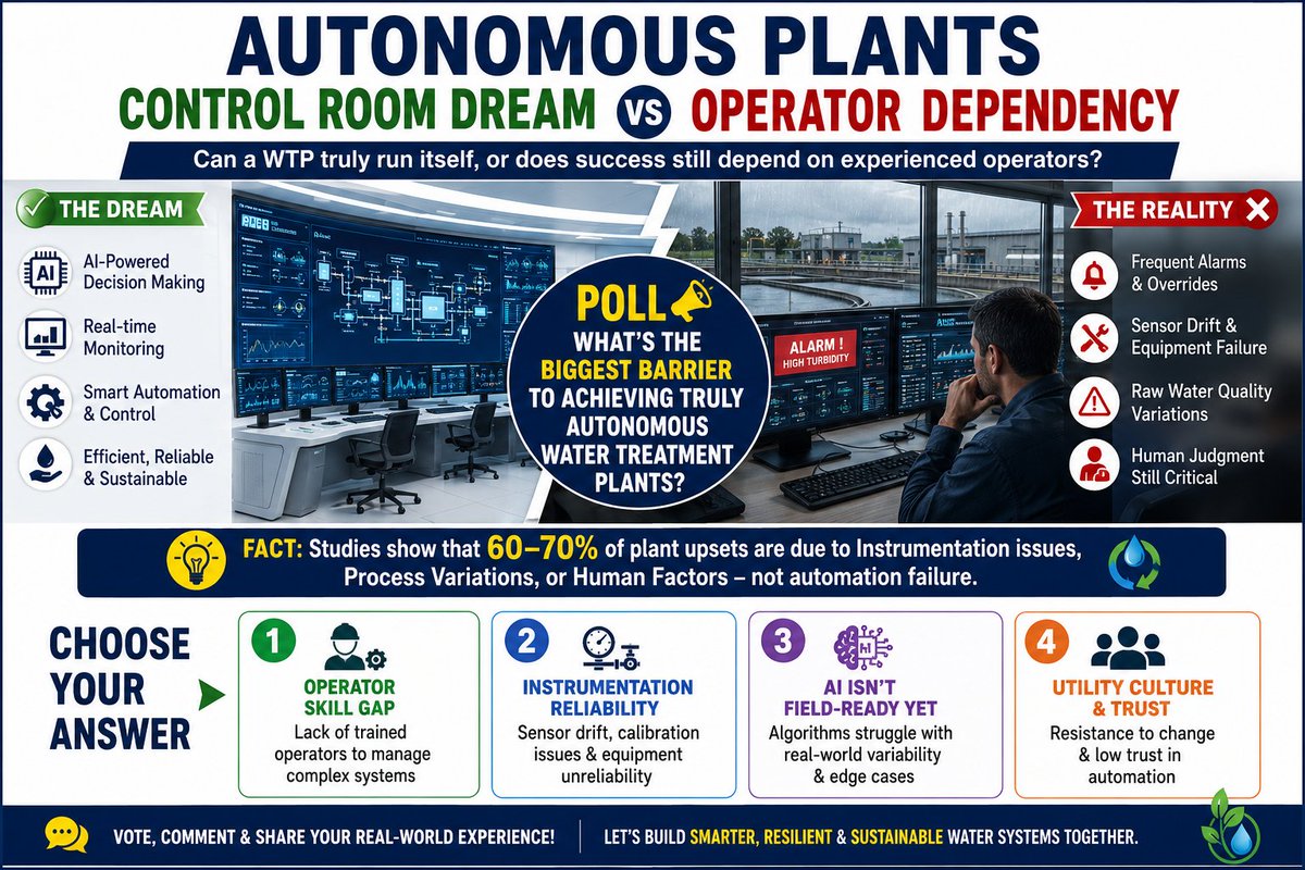 zahedfah's tweet photo. Have you seen automation reduce dependency on operators, or has it simply changed the operator's role?

#WaterEngineering #WastewaterEngineering #WaterTreatment #Automation #SCADA  #ArtificialIntelligence

https://t.co/Eklds7ig1J

Explore all our platforms
https://t.co/0xqwgnH2Rk https://t.co/eGumy4Fbpp