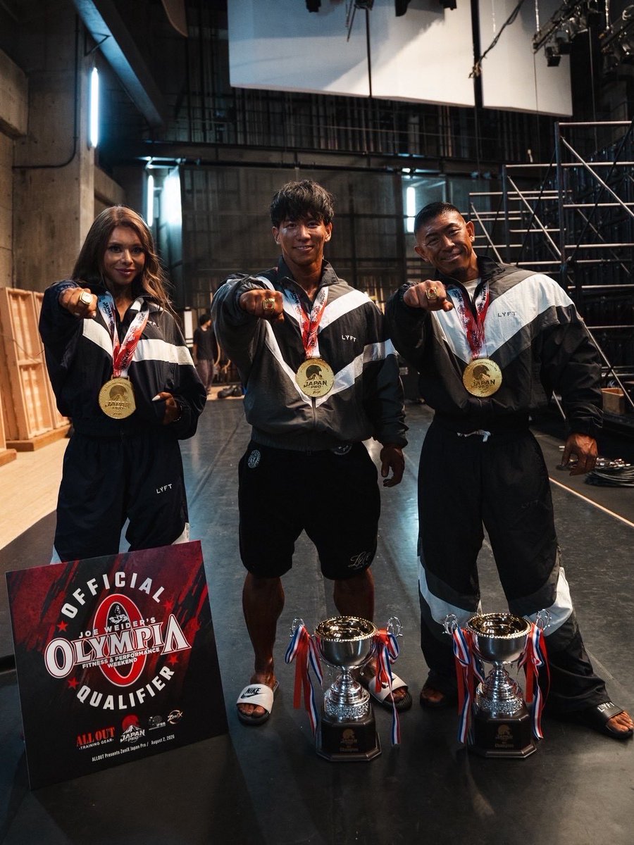 LYFT_fit's tweet photo. TEAM LYFT 🏆
JAPAN PRO 2026にてチームLÝFTから3名が優勝。

横川尚隆選手
1st Place.

寺島遼選手
1st Place.

サリー・アン加藤選手
1st Place

感動をありがとう。

Congratulations on an incredible performance.

#teamLYFT #japanpro https://t.co/57KDAaslxh