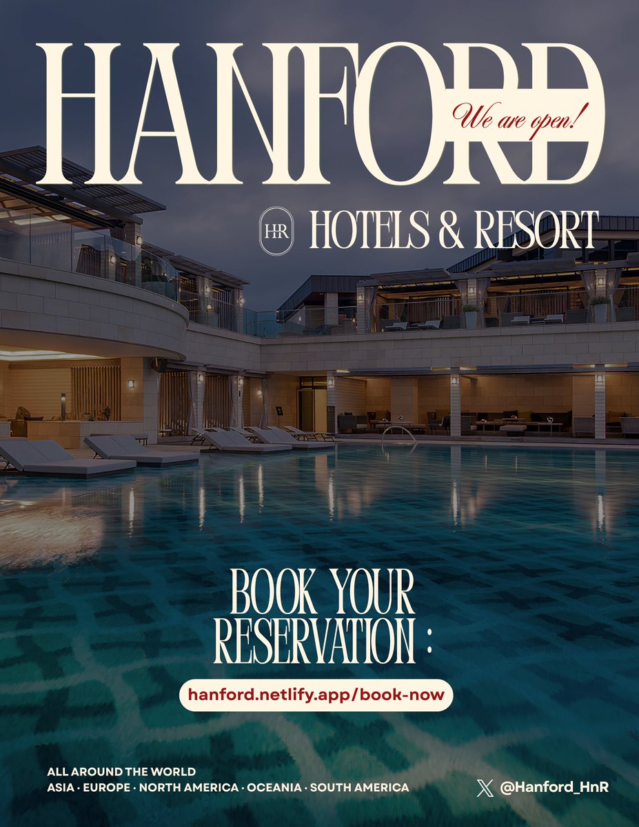 Hanford_HnR's tweet photo. ㅤ 

𝗛𝗔𝗡𝗙𝗢𝗥𝗗 𝗛𝗢𝗧𝗘𝗟𝗦 &amp; 𝗥𝗘𝗦𝗢𝗥𝗧𝗦 — 𝗡𝗢𝗪 𝗢𝗣𝗘𝗡 

Our doors are officially open!

Discover our properties collection, explore destinations around the world, and create your own stay, gathering, or celebration with Hanford HnR!

🏨 https://t.co/NS4pv3SAaN

 ㅤ https://t.co/TcK7ouRgOY