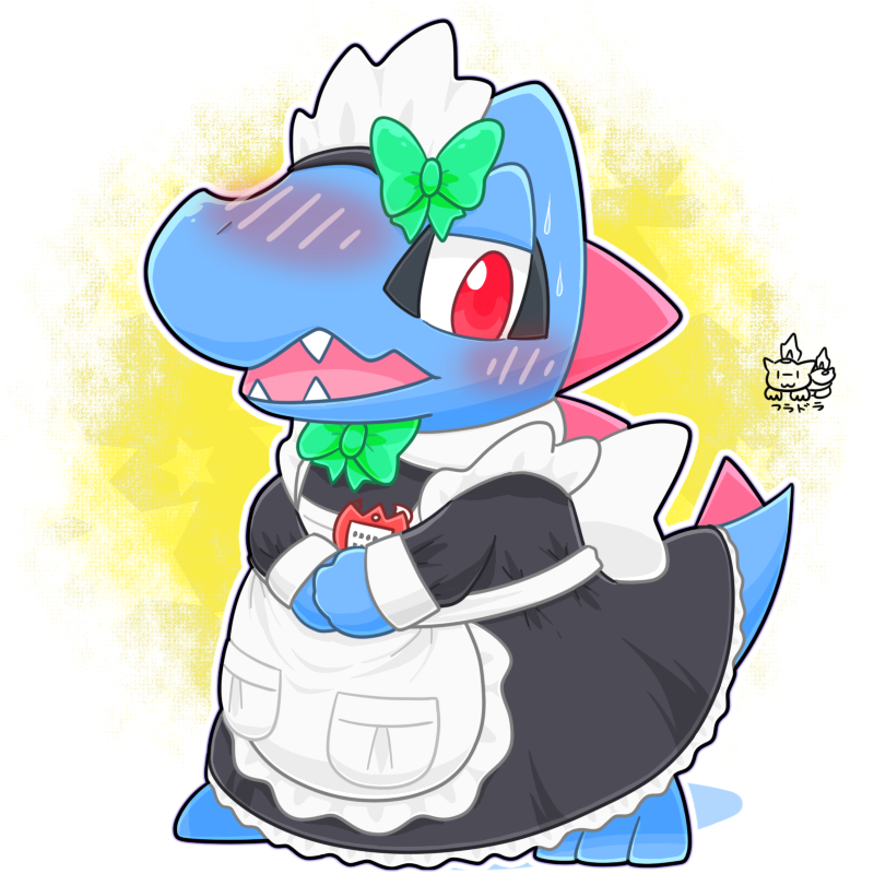 FlyDragon330's tweet photo. 今日がワニノコの日と聞いて描いたもの（Totodile） https://t.co/ZVXcTNYmZl