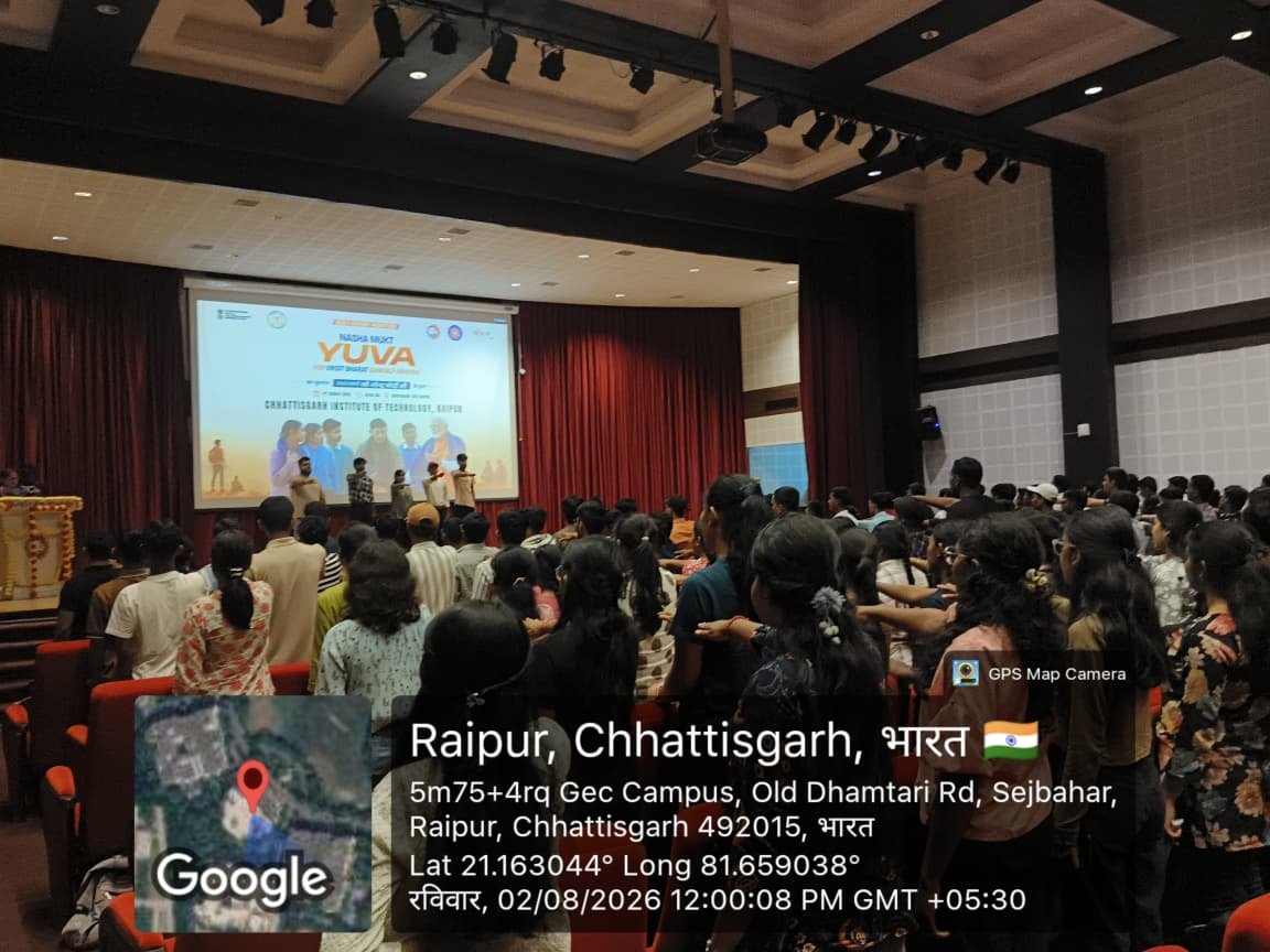 CGITR_NSS's tweet photo. जय हिन्द 🇮🇳 
माननीय प्रधानमंत्री श्री नरेंद्र मोदी जी के "नशा मुक्त युवा, विकसित भारत संकल्प अभियान" NSS CGIT रायपुर द्वारा कार्यक्रम अधिकारी डॉ. शशिबाला किंडो एवं श्री प्रशांत साहू की गरिमामयी उपस��थिति में स्वयंसेवकों ने "नशा मुक्त भारत" की शपथ ग्रहण की। https://t.co/MaiPis3DDd