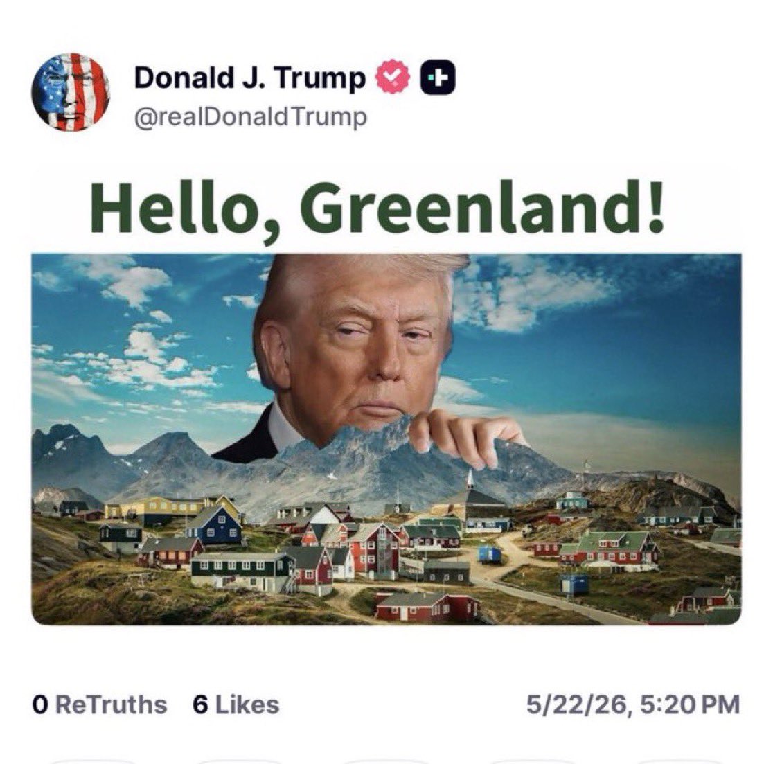 AntiTrumpCanada's tweet photo. ⚠️ WARNING TO THE CITIZENS OF GREENLAND ⚠️

A giant, malodorous orange creature has returned hovering over your communities.

Residents are advised to remain indoors until the creature loses interest.

Do not engage. Plug your noses. Hide your children. Hide your money. https://t.co/isgWLMzSSD