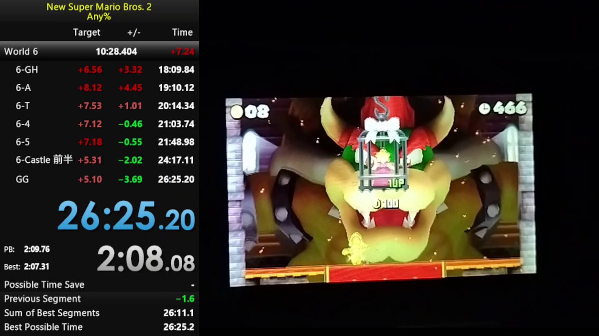 MinagiH2O's tweet photo. 有言実行！nsmb2 Any% 26:24.617でPB更新！
でも相当な事故べだから別RTAの履修に移るか悩みますな...
#RTA_PB https://t.co/THoIe2cDMj