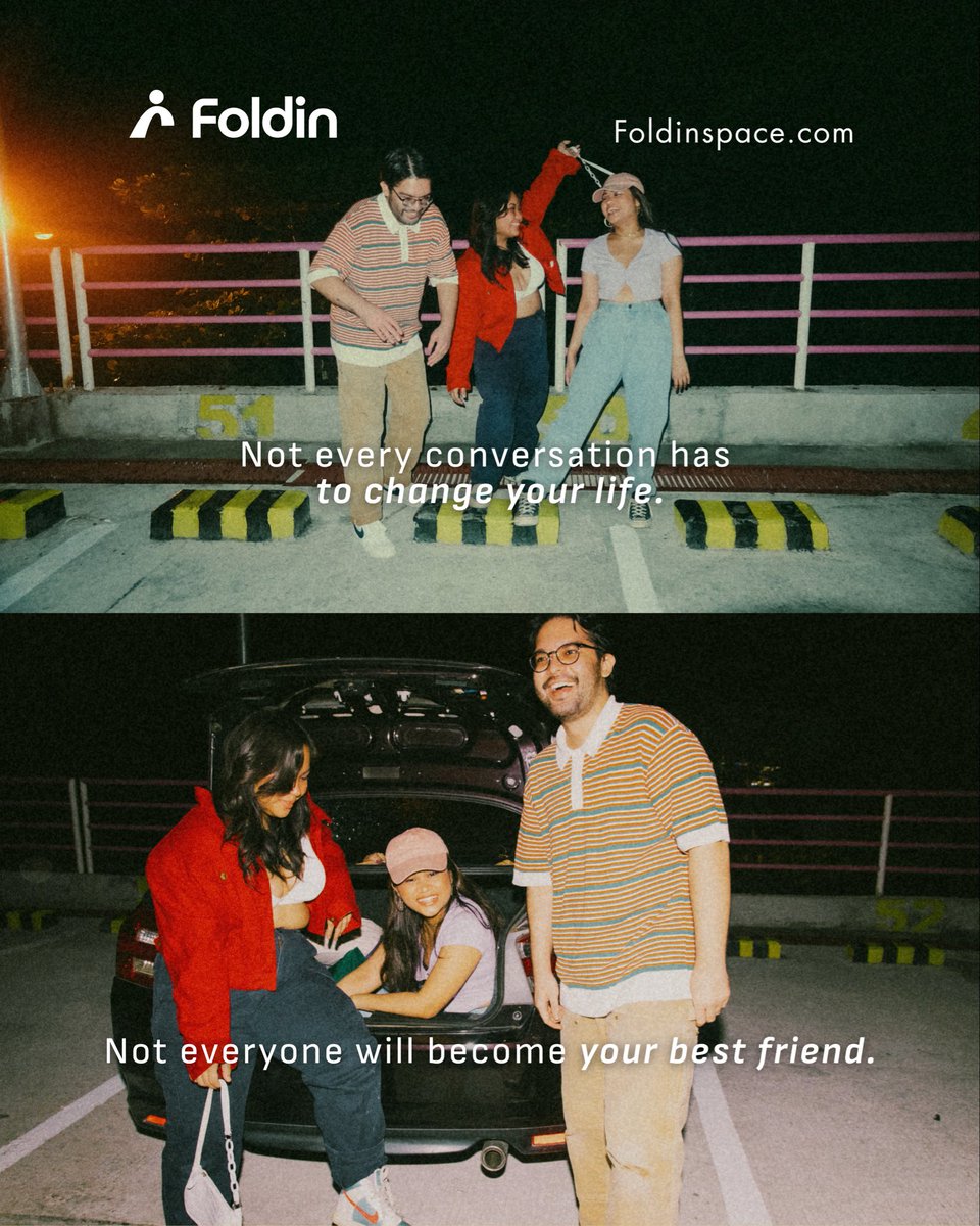 Foldin_space's tweet photo. Not every conversation will change your life.
Not everyone you meet will become your best friend.
But that doesn't make the moment any less meaningful. โจ
๐ฟ https://t.co/LRYeT1HmmN
#Foldin #MeetNewPeople #Connection #Community https://t.co/rKKMjHioJL