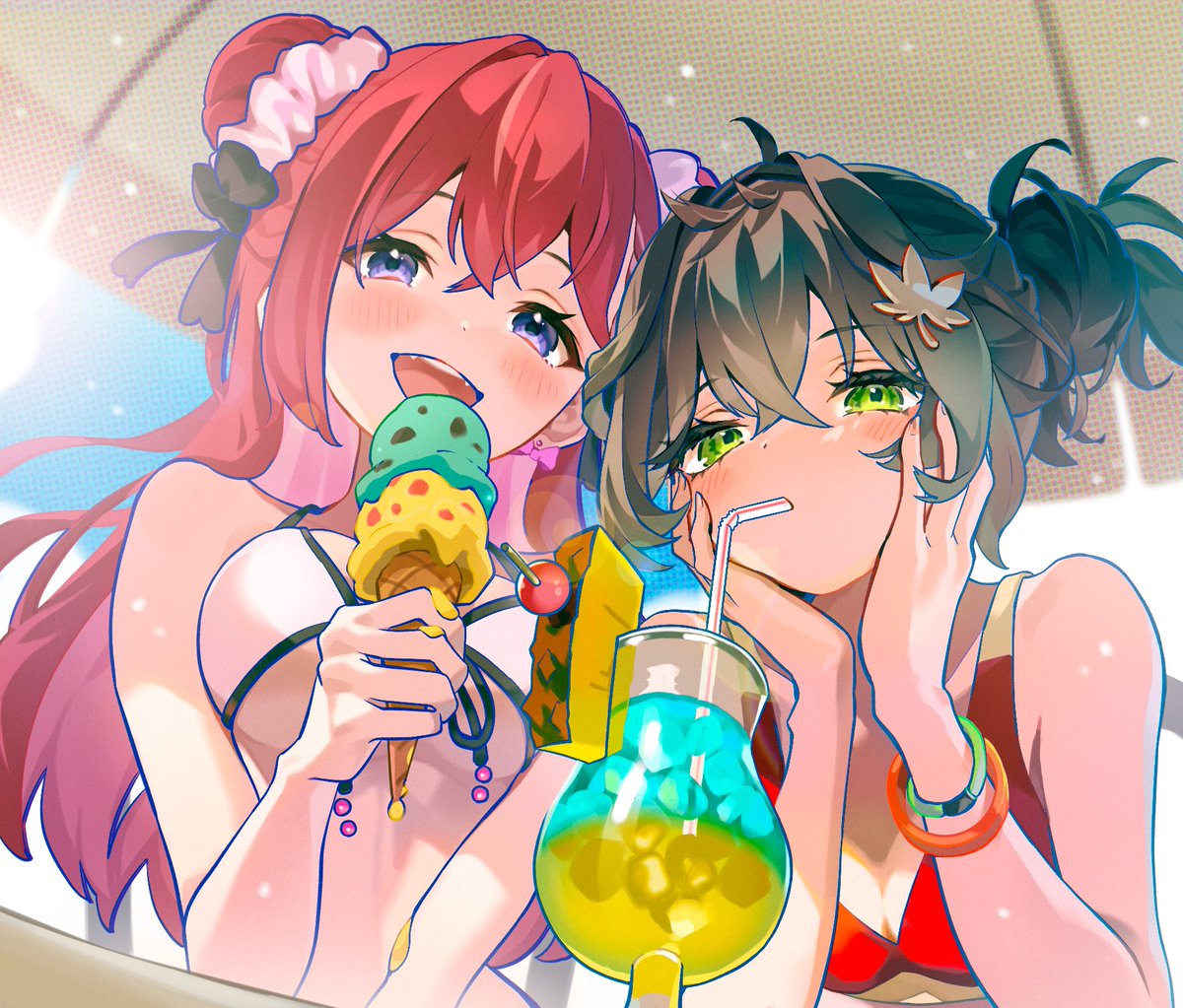 fuwalettuce's tweet photo. 夏休み☀️👯‍♀️
#とるね絵ど #コンコンコントラスト https://t.co/8ERxMDZ089