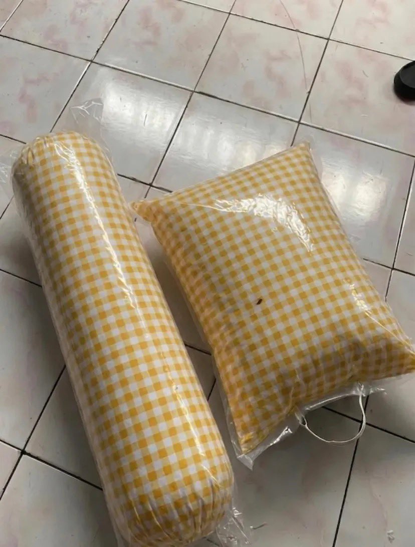 sherinplrrv's tweet photo. GILA.. Mana ada satu set bantal guling gini harganya under 50k?? Ternyata ada!! 
Isi dakron lembut dan covernya katun adem super nyaman 😍😍 https://t.co/bQweaavDiu