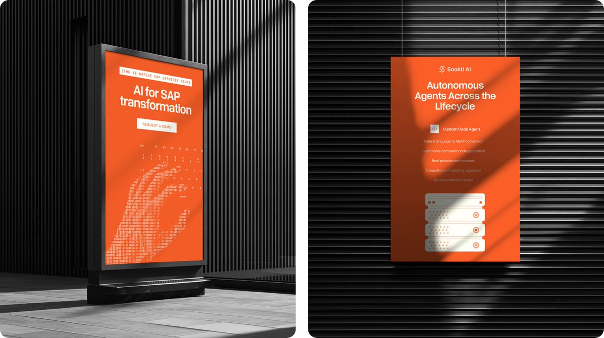 sahildabasss's tweet photo. Orange, ASCII, and a category that never looks like this. Branding for Sookti AI. https://t.co/z5GCQ0PDQl