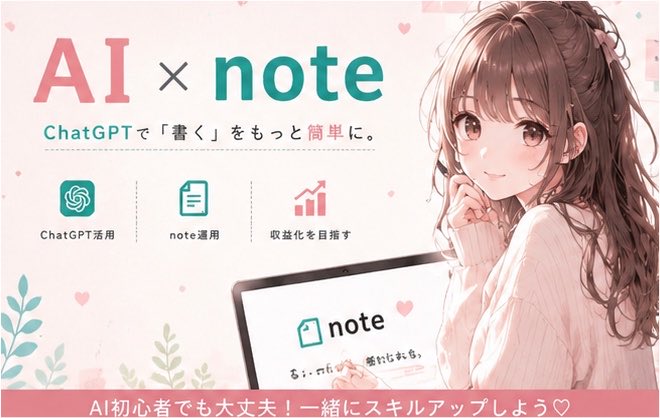 AInoteq0x's tweet photo. AIって難しそう…

そう思ってた自分でも、
今では毎日使うレベルになりました。

✅ChatGPT
✅note
✅AI画像
✅X運用

全部、最初はゼロから。

初心者でも今日から使える内容を発信しています🌸

気になる方は固定ポストから👇 https://t.co/fBM6Cix1HS