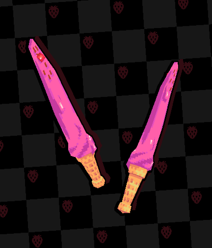 gurglenurgle's tweet photo. Strawberry ice cream sword. Don't ask me how this works, it just does. Made in 2023.
#lowpoly #pixelart #blockbench #weapons #3dmodeling https://t.co/0KJX9rB7Ln
