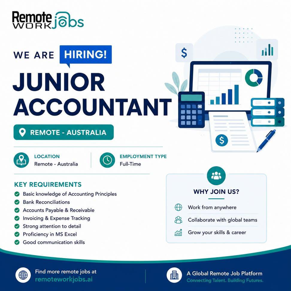 r_beej's tweet photo. #Job: Junior Accountant – Remote
Location: Remote - Australia

Apply here:
https://t.co/5F2hTnVPrN

#JuniorAccountant #RemoteJobs #AustraliaJobs #AccountingJobs #HiringNow #ZenAccountants https://t.co/QwW9pV2lcg