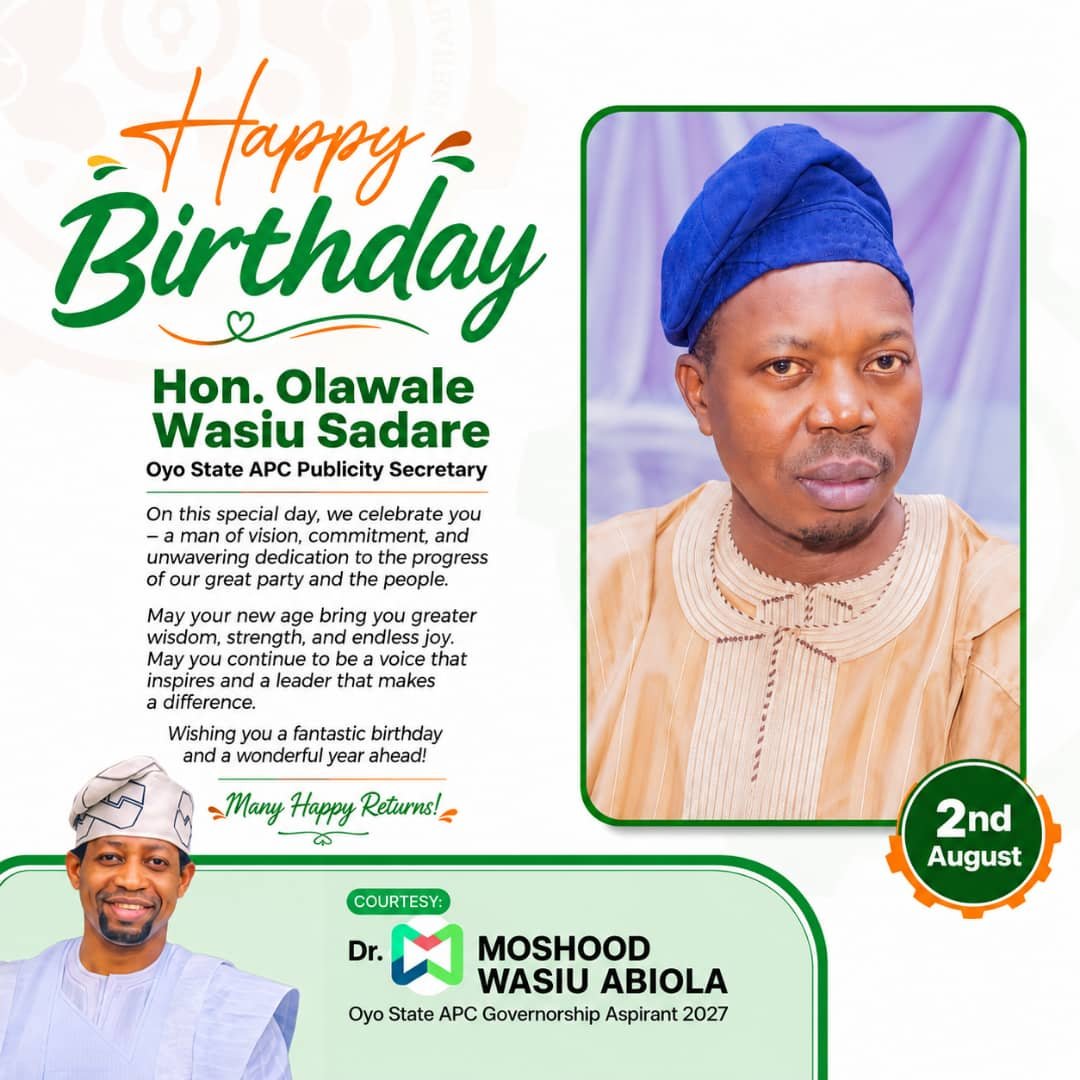 Abioolah's tweet photo. Happy birthday to an exceptional leader our indefatigable spokesman in Oyo State APC Hon. Olawale Wasiu Sadare 

https://t.co/ER7i6CGksp https://t.co/IvdVhFaVhw