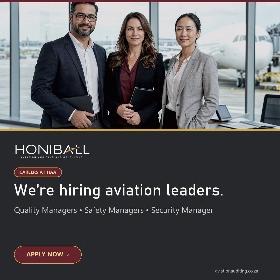 AviationAudit's tweet photo. We’re hiring! Honiball Aviation Auditing is seeking experienced Quality, Safety and Security Managers. Ready to lead where aviation compliance matters?

Apply: https://t.co/aBJSu4Yln4

#AviationJobs #WereHiring #SACAA https://t.co/xGvhnIHecj