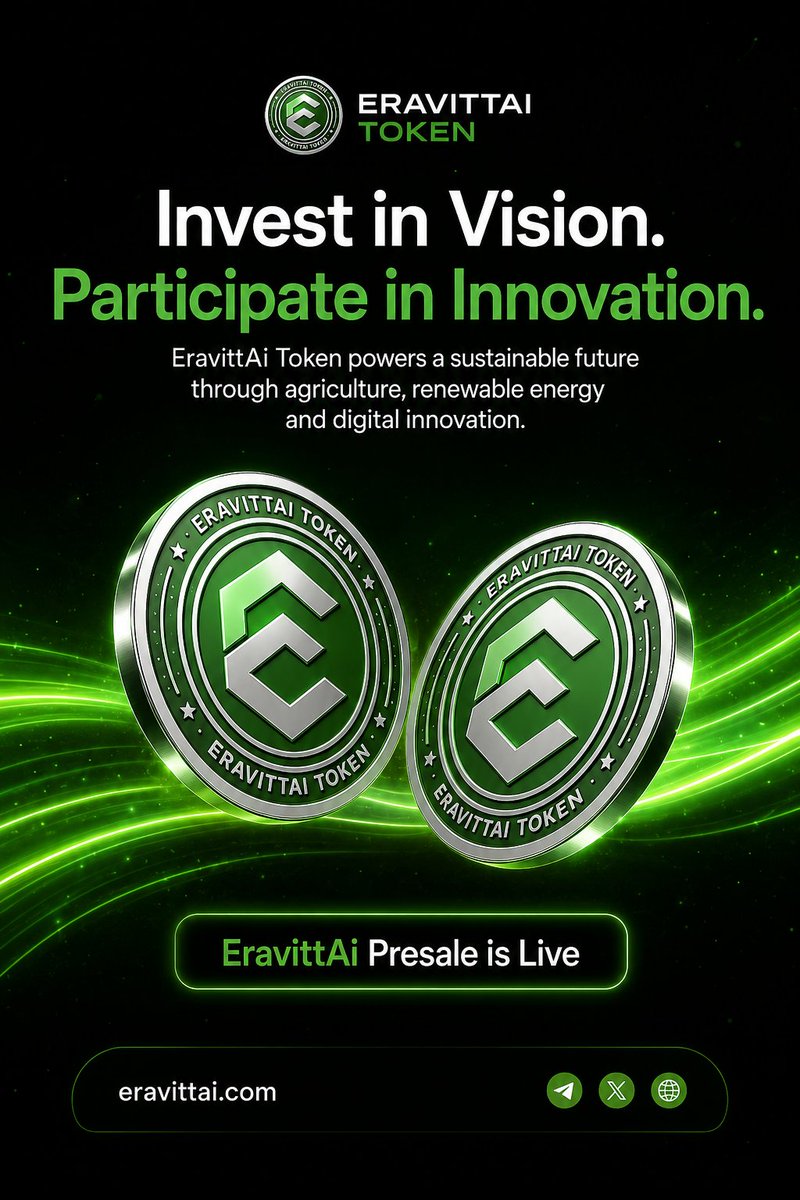 Eravitt_AI's tweet photo. Every major project begins with an early community.
The EravittAi Presale is now open, and this is your chance to become part of a growing AI-powered Web3 EGN ecosystem before the next phase.
https://t.co/isIZC6XUUt
https://t.co/5FHgsMRkJa
https://t.co/Dbr4nH0VXZ https://t.co/RIDWaDxpgS