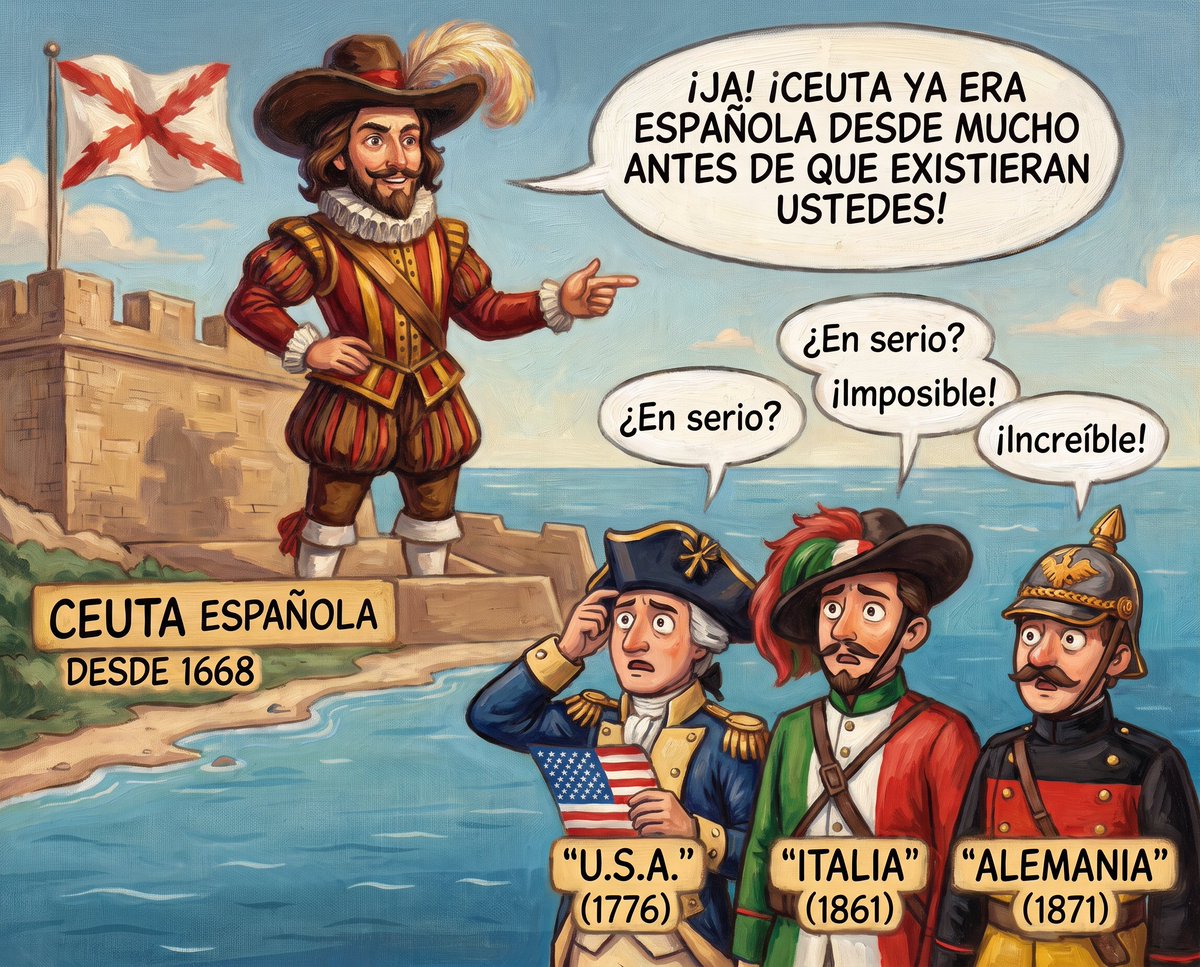 laquefaltaba10's tweet photo. 🛑 ¿Sabías que Ceuta es española desde antes de que existieran Estados Unidos, Alemania o Italia?
https://t.co/u0SdU2i9bW
#CeutaEsEspaña