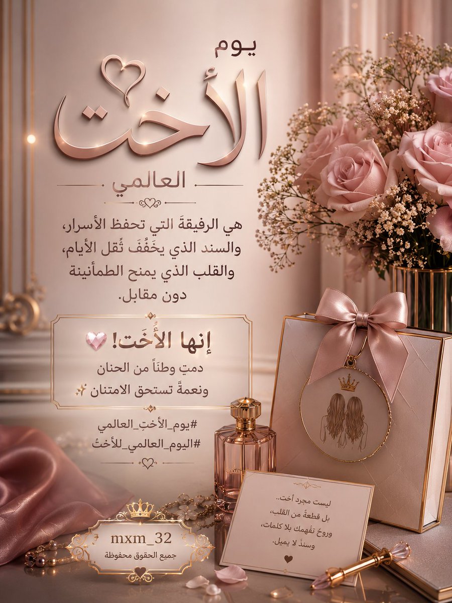 mxm_32's tweet photo. @XiaomiKSA_ هي الرفيقة التي تحفظ الأسرار، والسند الذي يخفّف ثقل الأيام، والقلب الذي يمنح الطمأنينة دون مقابل.

إنها الأُخت! 💜
دمتِ وطنًا من الحنان
ونعمةً تستحق الامتنان✨

#يوم_الأخت_العالمي 
#اليوم_العالمي_للأخت

● @j124690 🌟
● @MeeeeM454 🌟
● @Ya1330829 🌟 https://t.co/ff6f44TJrh
