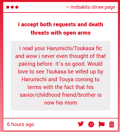 mob_akito's tweet photo. hehe thank you, it's all thanks to harukasa anon ww i lovee tsukasa being wifed up by harumichi. harumichi essentially instructing him to call kasa mama and to treat their new relationship as normal from that moment forth.... https://t.co/Urz70hCwCM