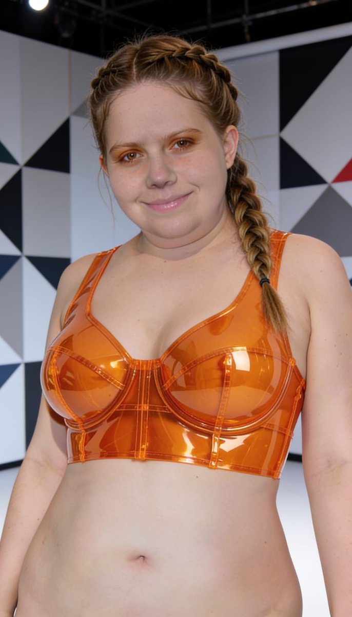 Lizzy1262629's tweet photo. Feeling bold and shiny in my orange transparent PVC bra top! 🧡✨ Soft smile and glossy vibes ✨ 
#OrangePVC #TransparentTop #ShinyFashion #KinkyCute #GlossyFashion #PVCSet #PlayfulLook #ShinyPlastic #FetishFashion https://t.co/Pb1Et5GfyD