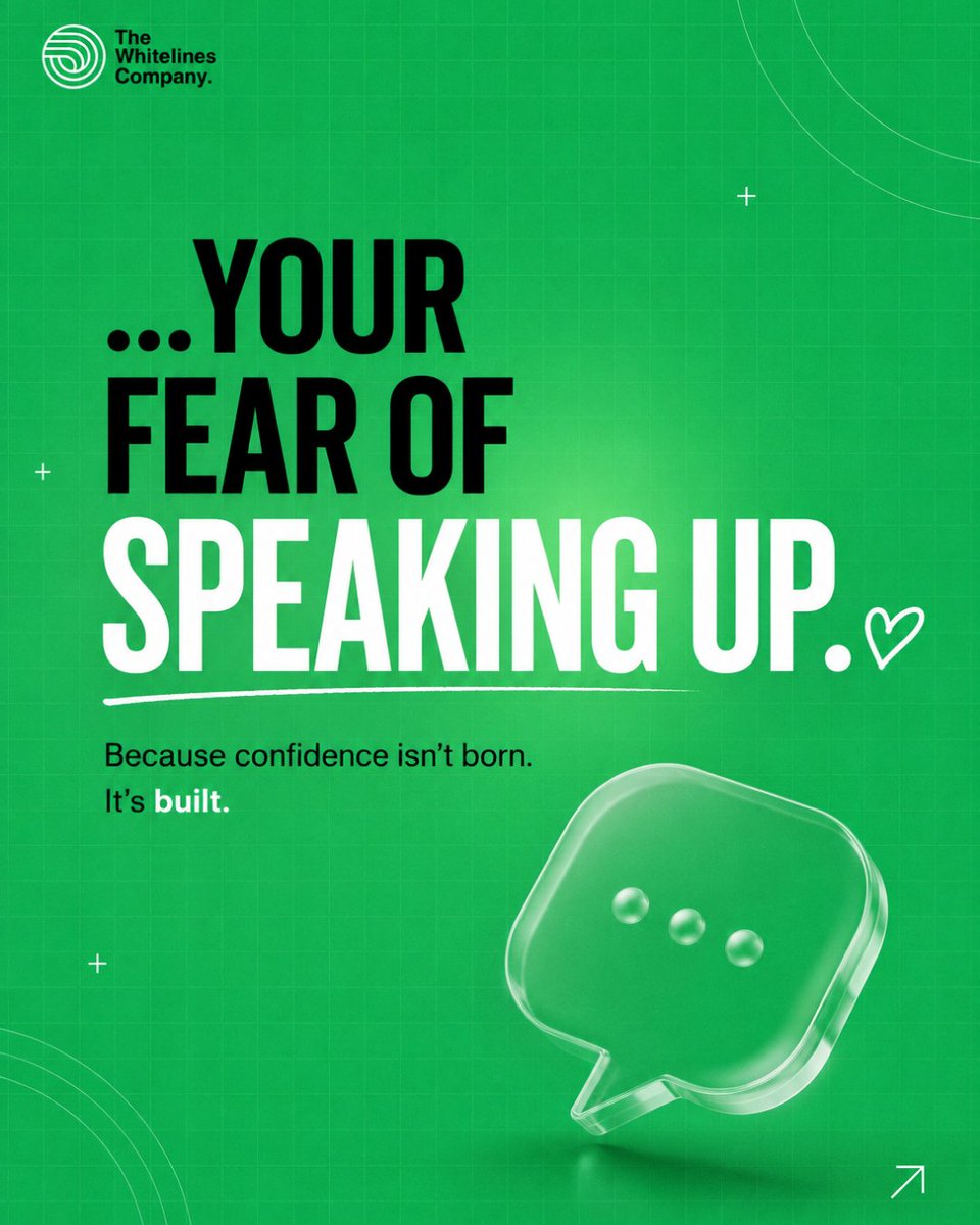 whitelines30's tweet photo. 🚨 WE ARE FIRING YOUR FEAR OF SPEAKING UP.

Your ideas deserve a voice.
Confidence is built one conversation at a time. 💚

#SpeakUp #PublicSpeaking #Confidence #MUN #Leadership https://t.co/d6bDx1hY1t