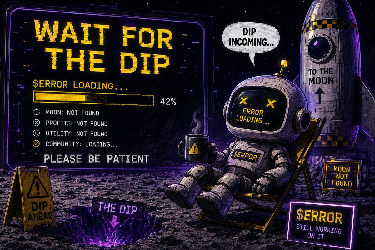 404coin_meme's tweet photo. SYSTEM UPDATE: DIP DETECTED.

Everyone said, “Wait for the dip.”

So the robot waited.
And waited.
And started drinking coffee.
$ERROR is still loading.
Moon not found. Community online. https://t.co/Xt4foJBDRa