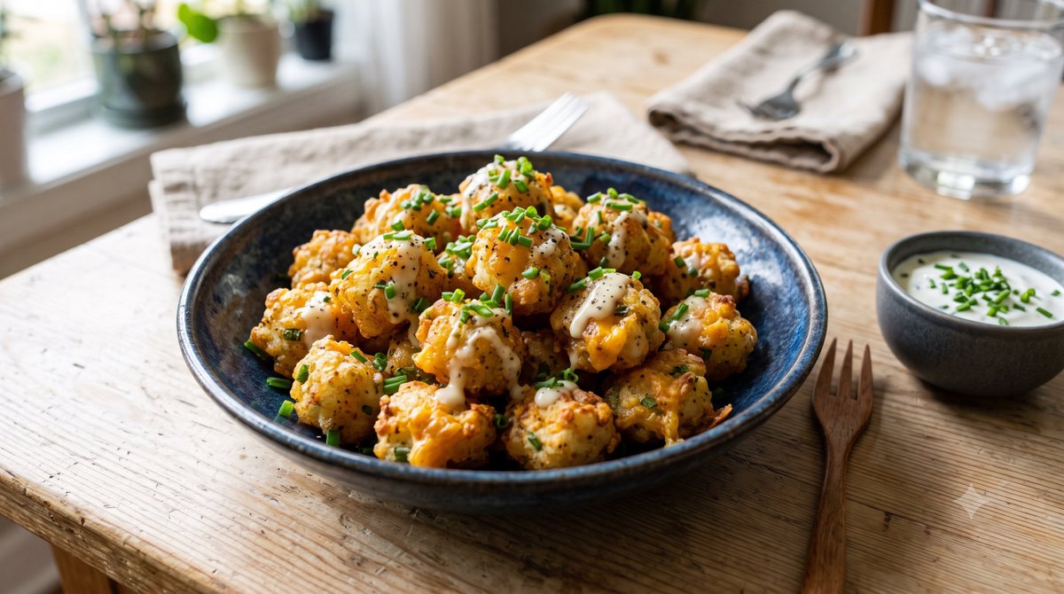 vistalinks's tweet photo. rader Joe’s Tater Bites with Cheese and Chives take classic hash brown bites and upgrade them into a side dish that feels suspiciously close to a pub appetizer. Made with crispy shredded potatoes folded together with savory cheddar cheese, real chives, and a hint of sour cream flavor, they nail that irresistible loaded-baked-potato profile in a single bite. Air-frying or baking them yields a beautifully golden, crackly exterior that gives way to a hot, cheesy, fluffy center. Whether served alongside eggs for a weekend breakfast, loaded up with extra dip for game-day snacking, or served as a low-effort midnight treat, they’re one of those freezer-aisle staples that somehow disappear from the baking sheet before they even hit the table.

https://t.co/QsuoN1opBo