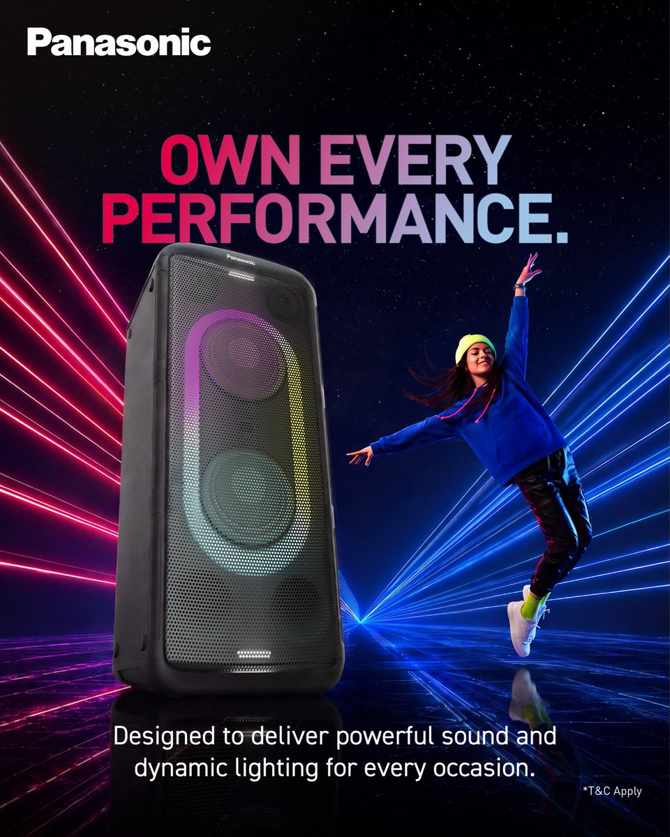 PanasonicIndia's tweet photo. Donβt just play music. Own the moment. πΆ
With room-filling sound and immersive dynamic lighting, every gathering becomes unforgettable.
#Panasonic #PanasonicIndia #PartyReady #PanasonicSpeakers #Speakers https://t.co/rUvL5pJJVz