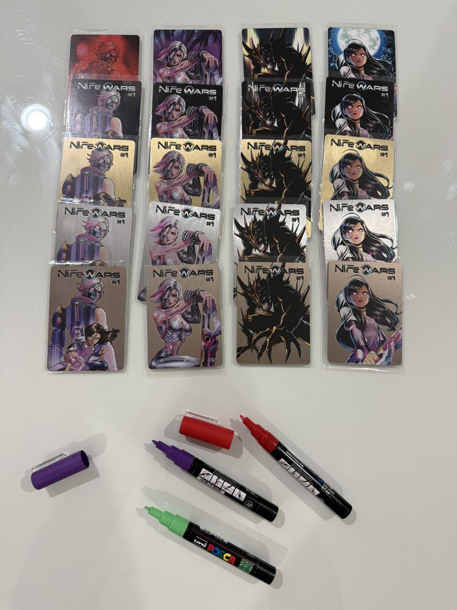 Scott_Herman's tweet photo. About to sign a FULL SET of metal trading cards for my @eBay LIVE morning crew! 😊

Thats 2500pts for the @NiFeWARS COLLECT leaderboards 🤯

Congrats to the winners! https://t.co/ulwhLEw5Od