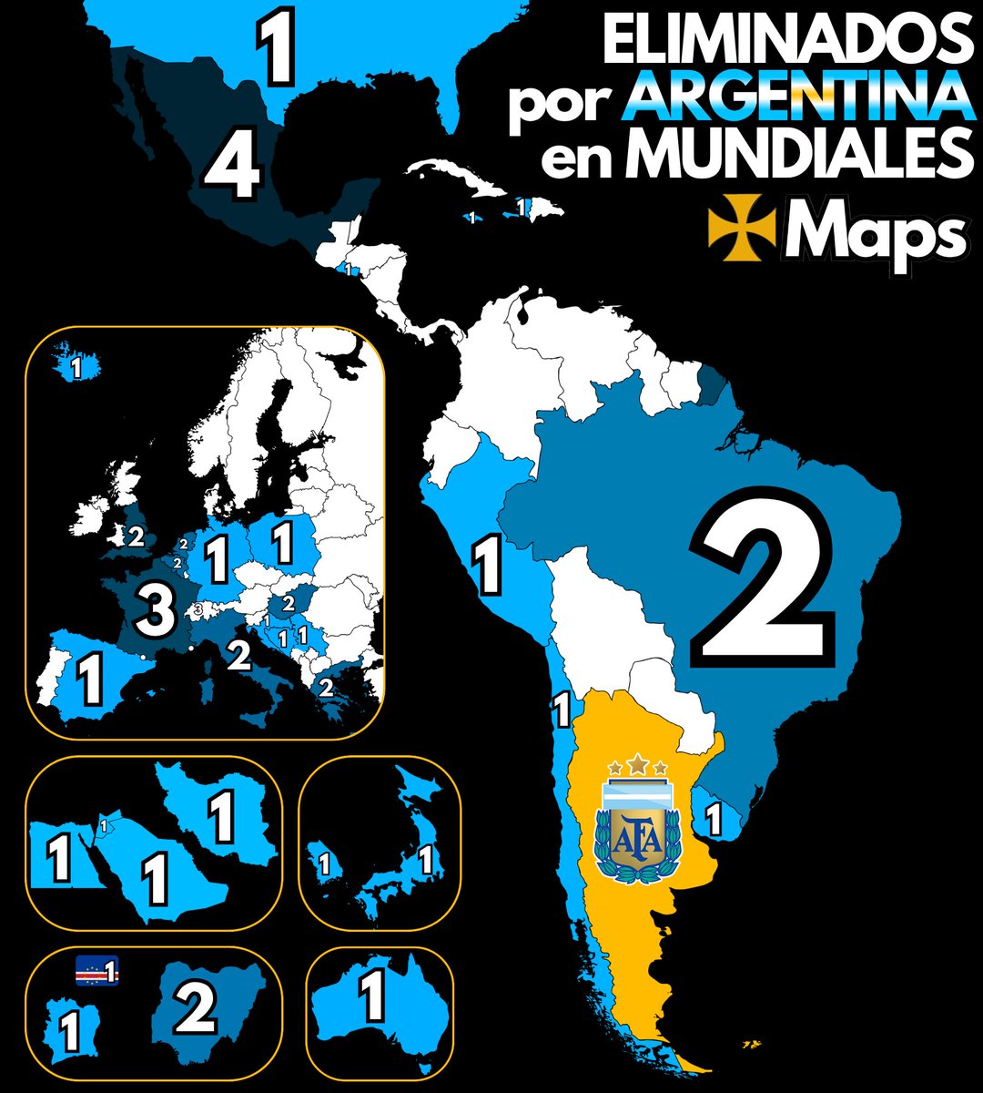 mapas_x's tweet photo. 🇦🇷 Eliminados por Argentina en mundiales: https://t.co/YY0PSGZb4b