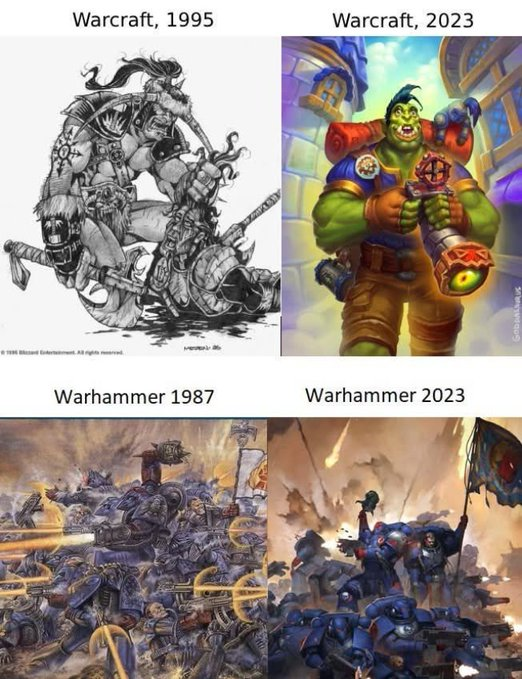 The_HappyLounge's tweet photo. ⚔️ Warcraft vs. Warhammer

Warcraft got brighter and softer. Warhammer somehow became even more brutal

Cool fact: Both began as tabletop inspired fantasy worlds

Which one kept its identity better?

#Warcraft #Warhammer https://t.co/VLm8LpQ92Y